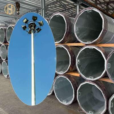 주문 높은 기둥 조명 25m 30m 35m 높이 스틸 팔각형 젤리화 된 조명 기둥 online manufacture